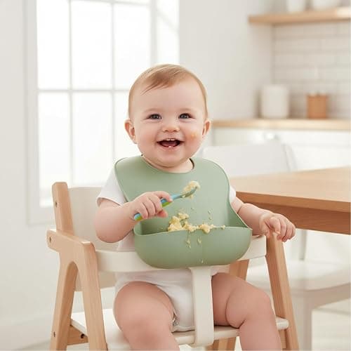 PandaEar Set of 3 Silicone Baby Bibs Waterproof, Soft, Unisex, 10-72 Months thumbnail 7