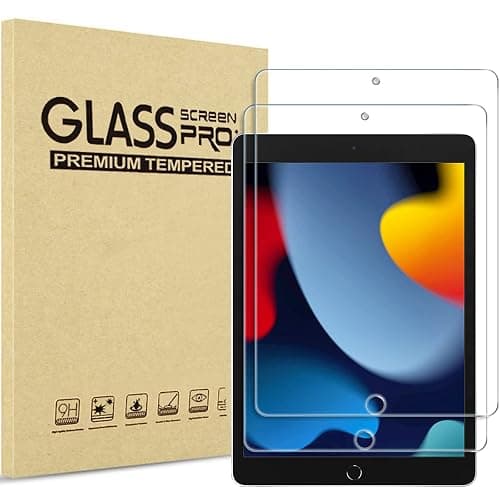 ProCase 2 Stück Schutzfolie für iPad 10,2 Zoll 9. / 8. / 7. Generation 2021/2020/2019, Displayschutzfolie 9H Gehärtetes Glas Screen Protector Folie –Klar - Image 1