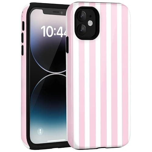 Amzfield for iPhone 11 Cute Striped Phone Case, Pink | Stripes Phone Case, Summer Aesthetic Design for Women Girls Fall Chic Girly Pretty Dual Layer Hybrid Protection Elegant thumbnail 7
