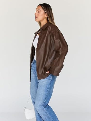 Trendy Queen Womens Leather Jackets Oversized Faux Motorcycle Plus Size Moto Biker Coat Fall Outfits Fashion Clothes 2025 thumbnail 3