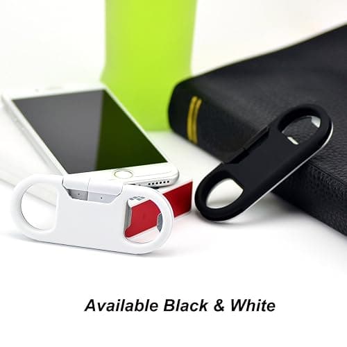 Lightning Cable for iPhone + Keychain + Bottle Opener + Aluminum Carabiner Portable Multifunction Key Chain USB Charging Cable Short Cable for iPhone X/8/7/6S, Gift for Men and Women (White) thumbnail 7
