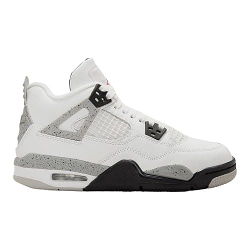 Air Jordan 4 Retro White Cement Grade School Lifestyle Shoes (Black/Grey/Red/White) - 6 Big Kid - Image 1