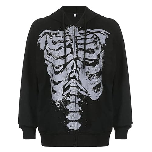 Yuemengxuan Womens Y2K Zipper Hoodie Long Sleeve Sweatshirt Harajuku Punk Grunge Tops Oversized Vintage Streetwear thumbnail 6