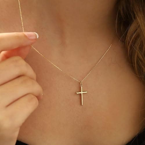 MONOZO Cross Necklace for Women，14K Gold Plated Cross Necklace Layered Gold Cross Necklace Tiny Sideway Cross Choker Necklace Gold Cross Necklaces for Women Trendy Gold Jewelry Gifts for Women Trendy thumbnail 2