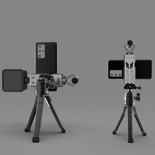 Leaplumin Aluminum Phone Mount for Tripod, Adjustable Phone Tripod Mount with Cold Shoe & Arca Swiss Quick Release Plate,Universal Adjustable Clamp Suitable for iPhone 14 pro/13 Pro/12/11/Samsung thumbnail 5