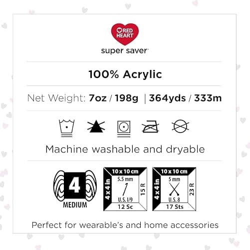 Red Heart Super Saver Black Yarn - 3 Pack of 198g/7oz - Acrylic - 4 Medium (Worsted) - 364 Yards - Knitting/Crochet thumbnail 9