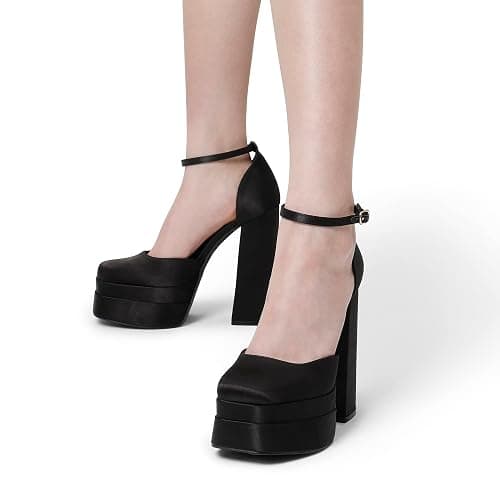 DREAM PAIRS Women’s High Chunky Platform Closed Toe Block Heels Square Toe Ankle Strap Dress Wedding Party Pumps Shoes Aurelia thumbnail 8