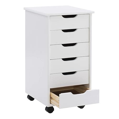 Linon Home Decor Products Corinne Six Drawer Storage, White Wash Rolling Cart - White Wash - Six Drawers thumbnail 14