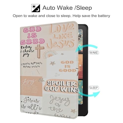 Case for All-New Kindle Paperwhite 12th Gen, 2024 and Kindle Colorsoft Signature Edition, God is Good Quotes Lightweight PU Leather Stand TPU Cover with Auto Sleep Wake thumbnail 4