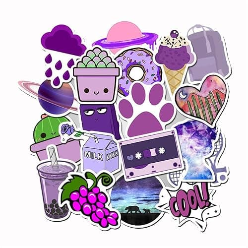 Girl's Purple Aesthetic Waterproof Stickers - 50 PCS for Water Bottle, Laptop, Phone - Cute Designs for Teens and Kids thumbnail 3