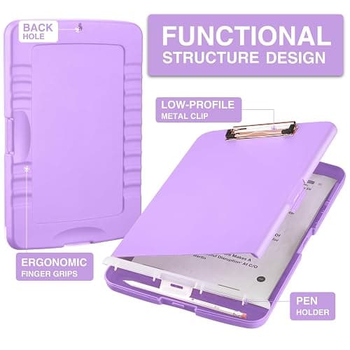 Sooez Clipboard with Storage, High Capacity Nursing Clipboard with Pen Holder, Clip Boards 8.5x11 with Storage, Low-Profile Clip, Lightweight Plastic Clipboard for Teachers, Lawers, Office Workers thumbnail 2