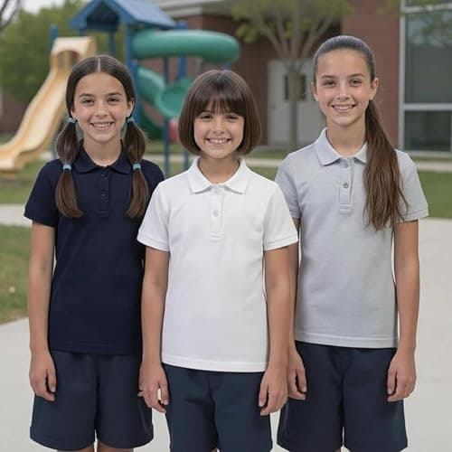 INGEAR Girls Short Sleeve Polo Shirt 2-Pack - School Uniform, Casual Wear, Moisture-Wicking, Breathable, Sizes 4-16 thumbnail 6