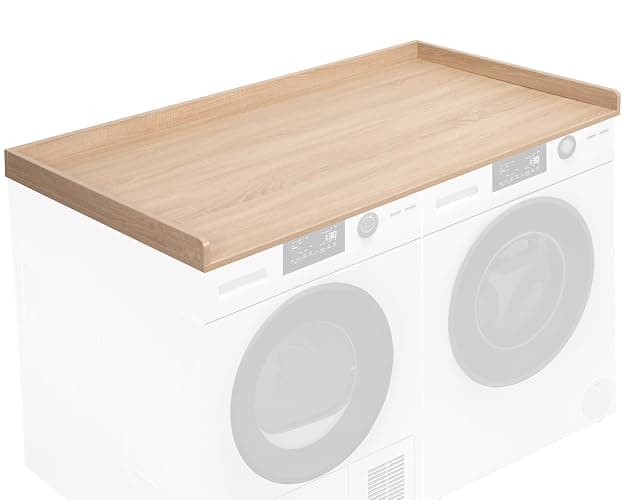 Life Finds 54 inch Washer Dryer Countertop with Safety Ledge for Laundry Room Organization, Light Wood, LF-WDCT1C - Image 1