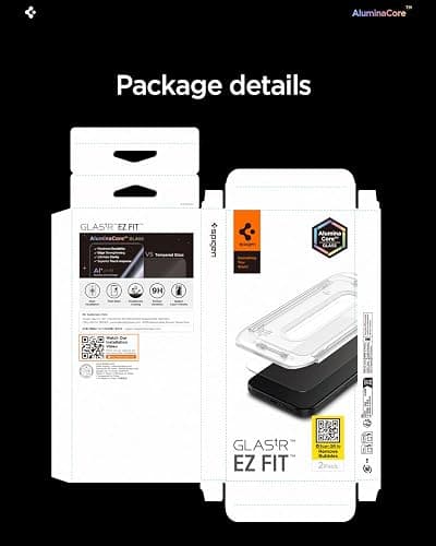 Spigen AluminaCore Tempered Glass Screen Protector [Glas.tR EZ Fit] designed for iPhone 17 Pro | iPhone 17 | iPhone 16 Pro [2 Pack] 9H+ Hardness, Aluminum-Enhanced Durability thumbnail 9