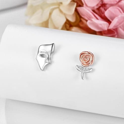 Phantom of the Opera Earrings Sterling Silver Phantom of the Opera Mask Stud Earrings Jewelry Theater Gifts for Women Men thumbnail 5