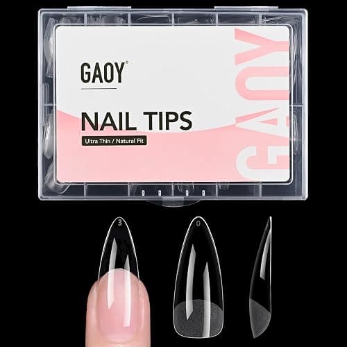 GAOY Medium Stiletto Fake Gel Nail Tips, 12 Sizes False Full Cover Acrylic Press on Nails, 240Pcs Soft Half Matte Tips - Image 1