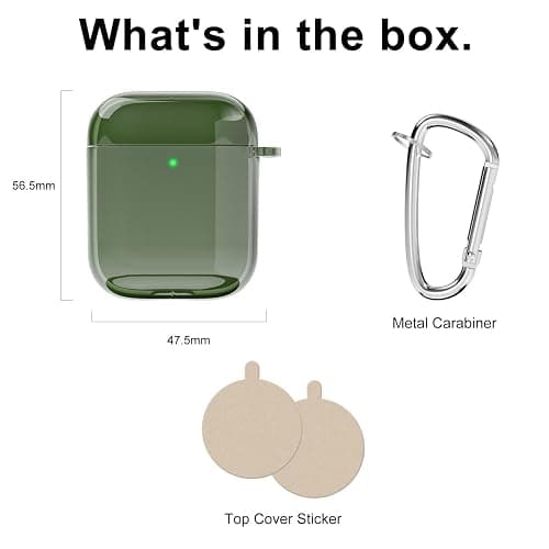 Svanove for Airpods Case Clear Hard Shell Plastic, Transparent TPU Girly Airpods 1st 2nd Generation Case with Keychain, Y2k Aesthetic Trendy Airpods Cover Accessories for Women, Green thumbnail 6