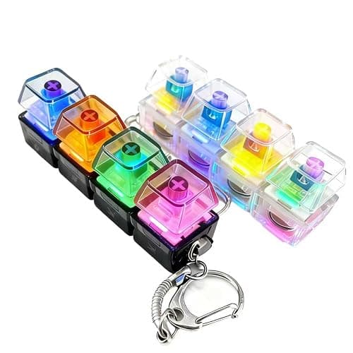 Keyboard Fidget Toy, Keyboard Clicker with LED Light, Keyboard Fidget Keychain, Keyboard Button Finger Clicker for Anxiety Relief (Style-2) - Image 1