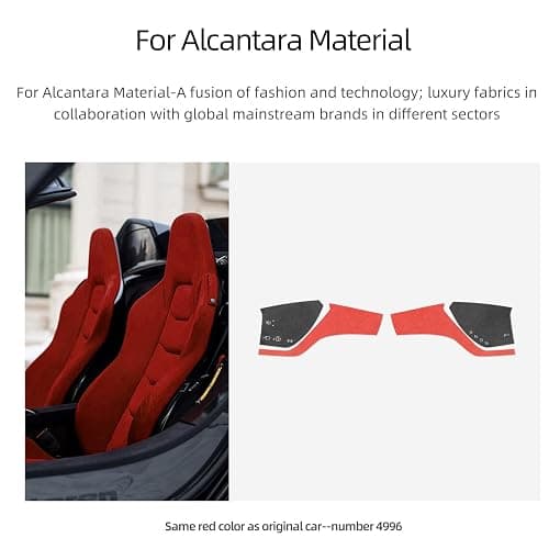 BETTERHUMZ Turn Signal Gear Shift Collars,Wiper Switch Stalk Cover for Tesla Model 3 Model Y Juniper 2020-2025 Suede Steering Wheel Column Sticker Interior Accessories (Red Black, Style B) thumbnail 4