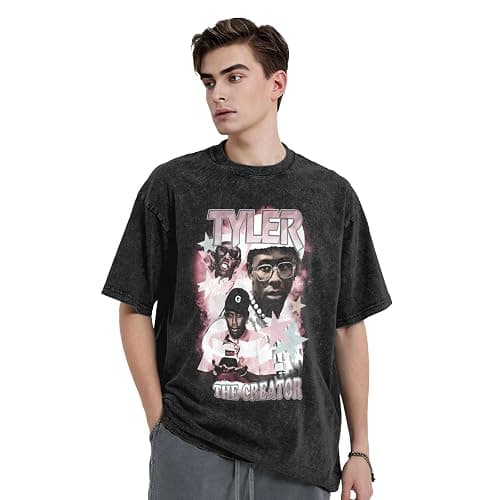 Men Shirts Vintage Short Sleeve Casual Cotton Washed Tees Tops Novelty Style Crewneck for Old Loose T-Shirts - Image 1