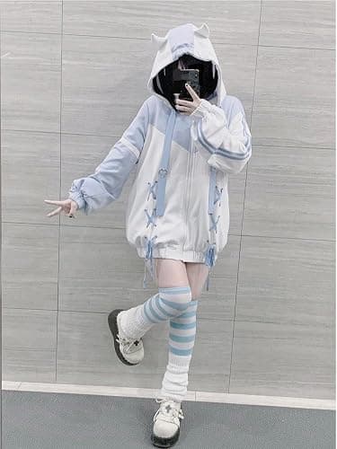 OATSBAS Cute Zip Up Hoodies for Women Watercolor Harajuku Fashion Oversized Sweatshirt y2k Tops thumbnail 4