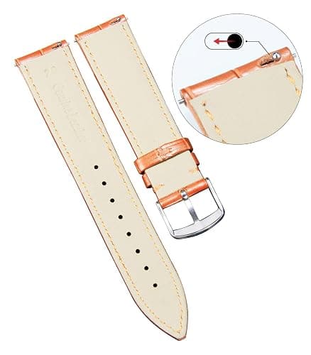 BINLUN Quick Release Leather Watch Straps Replacement Watch Bands Smart Watch Strap Crocodile Pattern in 10 Colors 13 Sizes with Silver/Gold/Rose-Gold Buckle for Men Women(10mm-24mm) thumbnail 3