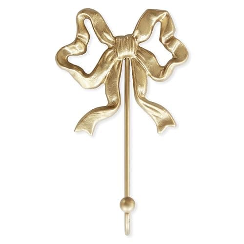 BITALYE Single Bow Hook,Gold Cast Iron Hook,Size(S):4.1x6.5 inches | Wall Mounted,Gold Cast Iron,For Coats,Bath Towels,Room Decor,Bathroom,cute coquette decor,Office - Image 1
