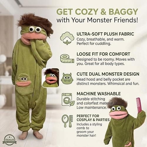 Beita Big Mouth Monster pajamas,Goofy Onesie，Cozy Home Loungewear,Soft Fabric,Long thumbnail 5