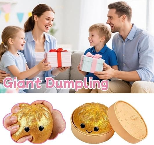Dumpling Squishies,Glitter Dumpling, Glitter Squishy with Box,Easter Basket Stuffers (Pink) thumbnail 6