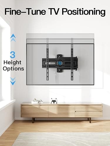 Pipishell Full Motion TV Wall Mount for Most 26-60 inch Flat & Curved TVs up to 77 lbs, Adjustable Bracket Height, Corner TV Mount with Single Articulating Arm, Max VESA 400x400mm, PIMF9 thumbnail 4