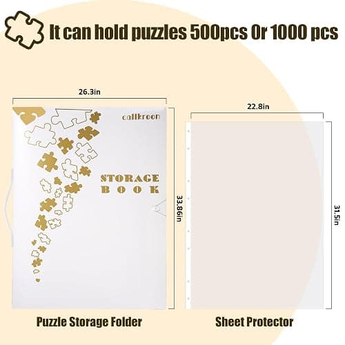 Callroon Extra Large Puzzle Storage Holder 20 HD Pockets, Can Hold 500-1000Pcs Puzzle Organizer, Best Diamond Painting Storage, Halloween Puzzles Saver, Puzzle Accessories Gift thumbnail 2