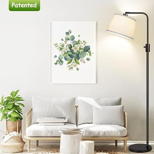 【Upgraded】 Dimmable Floor Lamp, 1000 Lumens LED Edison Bulb Included, Arc Floor Lamps for Living Room Modern Standing Lamp with Linen Shade, Tall Lamp for Bedroom Office Dining Room- Black thumbnail 7