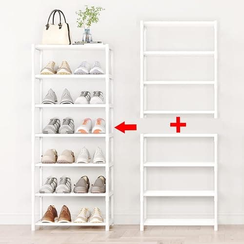 SOKOSEN 4-Tier Small Shoe Rack, Metal Stackable Kids Shoe Shelf Storage Zapateras Organizer,Narrow Shoe Rack Sturdy for Closet Hallway Entryway Living Room Bedroom (White) thumbnail 6