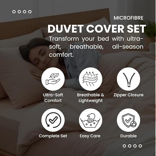 CHARKHAH King Duvet Cover Set Red – Soft Microfibre Duvet Cover with 2 Pillowcases, Plain Reversible Duvet Set with Zipper Closure – Breathable, Easy Care Bedding UK Size 230×220 cm thumbnail 3