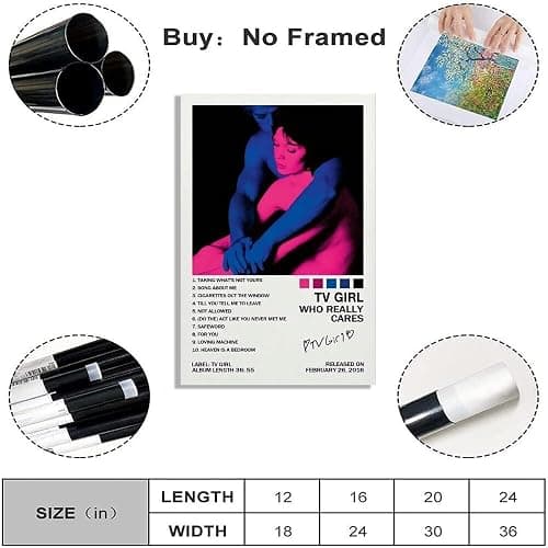 ANtruncate Who Really Cares Tv Girl Poster Music Album Poster Canvas Wall Art Room Aesthetic Modern Decor Painting Teenager Bedroom Living Room Dormitory Decor Vintage Wall Art 12x18in Unframed thumbnail 2