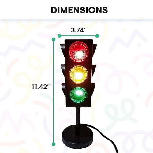 Kicko 11-Inch Traffic Lights Lamp with Base - 4-Mode Color Changing Stop Light Lamp for Kids’ Bedroom, Party Decoration or Playroom - Battery or USB Powered Mini Lighting - Ideal Traffic Light Decor thumbnail 3