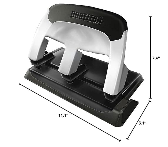 Bostitch Office EZ Squeeze Heavy Duty 3-Hole Punch for Home Office & School, 40-Sheet Capacity, One-Touch Reduced Force, Sleek Silver Design thumbnail 8