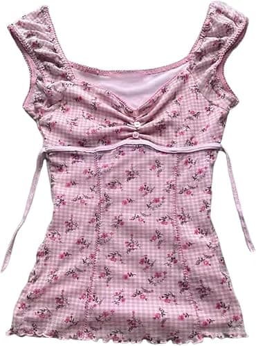 Grunge Emo Goth Shirts Y2k Lace Bow Coquette Babydoll Tops Women Vintage Graphic Tee 2000s Summer Crop Tops thumbnail 4