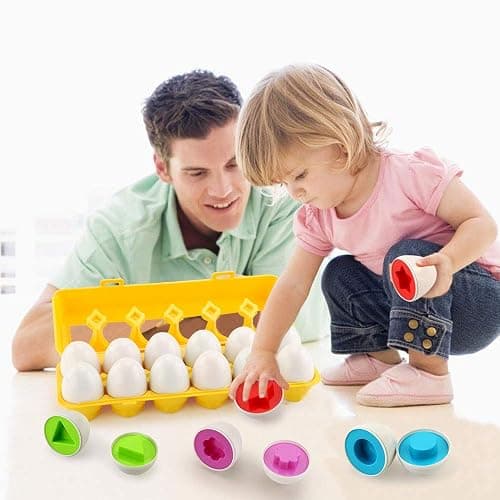 JoyGrow Trieur de Reconnaissance des Couleurs et des Formes des œufs Assortis, Jouets éducatifs pour Enfants et Tout-Petits pour Apprendre la Couleur et la Forme (Forme) thumbnail 2