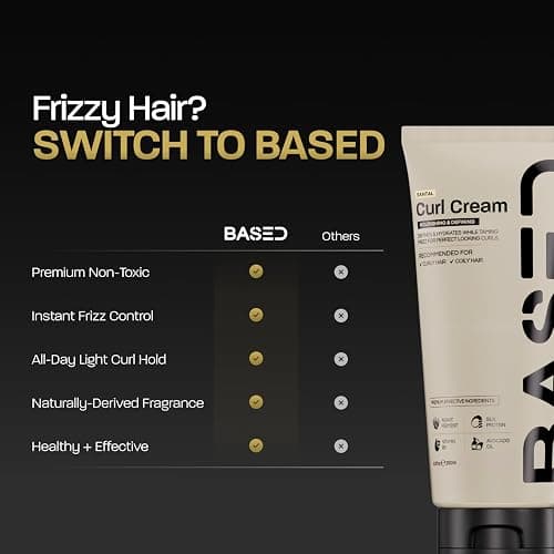 BASED Curl Cream, Defines Curls, Controls Frizz, Medium Hold, Hydrates & Nourishes with Agave, Silk Protein & Castor Oil, No Harmful Chemicals or Artificial Fragrance (8.5 Oz Pack of 1) thumbnail 8