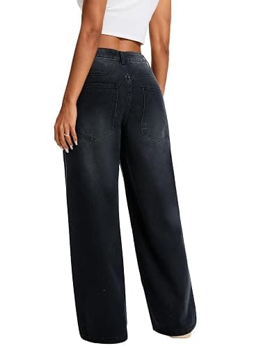 Wanduyini Baggy Jeans for Women Retro Wash Low Waist Wide Leg Loose Boyfriend Oversized Denim Pants Y2K thumbnail 4