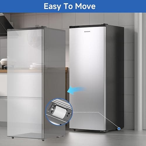 BANGSON Upright Freezer, 7.0 Cu.ft Stand Up Freezer, Convertible Upright Freezer/Refrigerator, Single Door for Kitchen,Garage, Office, Apartment, Silver thumbnail 8