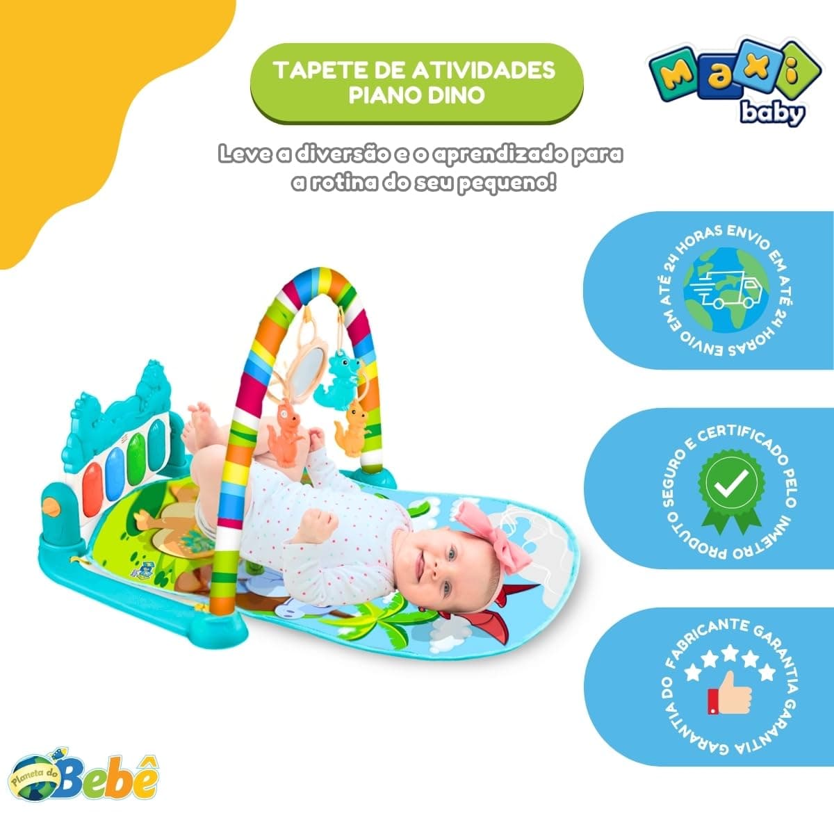 Maxi Baby Tapete de Atividades Para Bebê Piano Funny Dino thumbnail 6