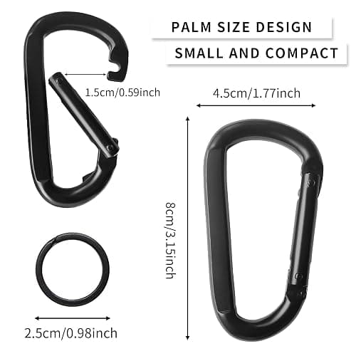 Carabiner Clip, 3" Heavy Duty Small Carabiner for Hammocks, Camping Accessories, Hiking, Keychains, 880 lbs, Black thumbnail 4