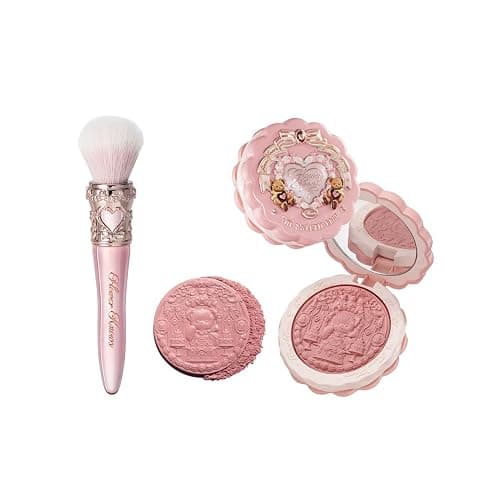 Flower Knows The Sweetie Bear Silk Satin Blush & Brush Set,Talc-Free Rose Pink Powder Blush,Highly Pigmented,Buildable&Blendable,Radiant Cheek Color for a Lively Glow,Gift-Worthy(03 Rose Chanson) - Image 1