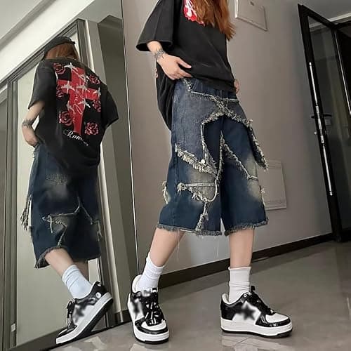 OTEEGX Y2K Baggy Jean Shorts for Women Men Denim Pants Star Y2k Jorts Girls Aesthetic Summer Clothing Grunge thumbnail 5