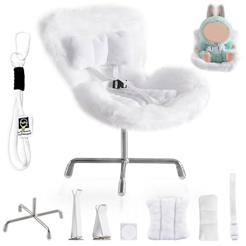 Doll Car Seat Compatible with Bubudoll, Small Seat for 10-17cm Blind Box Toys, Including Air Vent Clip, Desktop Stand, Adjustable Safety Strap, Airflow-Friendly Design, Ideal Car Decor Gifts(White) - Image 1