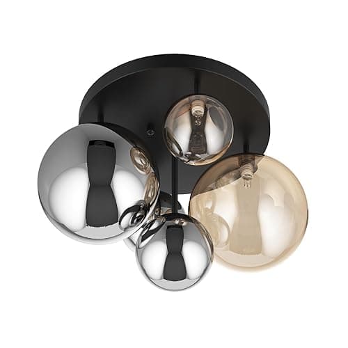 Aiwen 5-Light 17.71 in Black Semi Flush Mount Ceiling Light, Modern Ceiling Chandeliers with Globe Glass Shade, Farmhouse Ceiling Light Fixture, Cluster Chandelier for Bedroom thumbnail 7