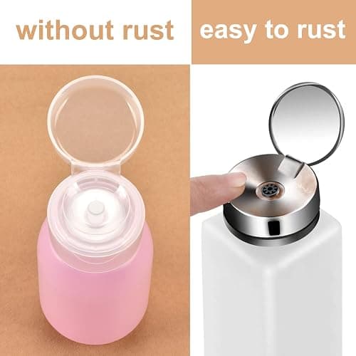 MEKK Acetone Pump Dispenser,Push Down Pump Dispenser Empty Alcohol Dispenser Push Down Nail Polish Remover Pump One-Touch Pump Bottle Dispenser for Nail Polish & Makeup Remover 2 Pack 200ML(6.8oz) thumbnail 4