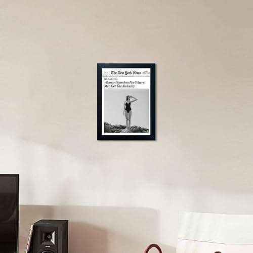 Trendy Newspaper Wall Art New York Poster Framed Prints For Dorm Aesthetic Woman Searches For Where Men Get The Audacity Poster Canvas Fashion Retro Girl Room Magazine Headline Bedroom Decor thumbnail 8